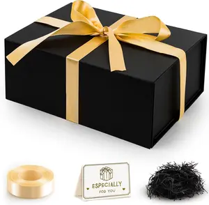 Gift Box, 9.05x6.7x2.7" Gift Boxes with Closure Lids for Presents Groomsman Proposal Box, Large Magnetic Gift Box for Wrapping Gifts, Christmas, Birthday Proposal Gift, Contains Card, Ribbon, Filler