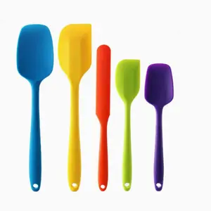 5-Piece Silicone Spatula Set, Baking Tools Includes Salad Dressing Scraper, Cake Icing Knife, Jam Smoother, Food-Grade Heat Resistant Baking Supplies