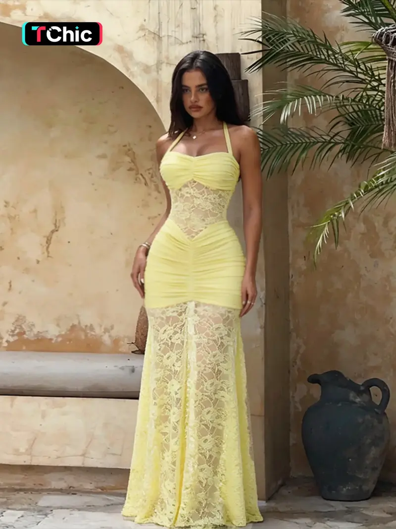 disney princess dress up game 2000s Amara Backless Ballerina Dress – Yellow main image 1