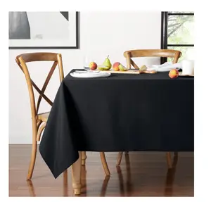 Yale Premium Black Tablecloth 60x102 Wrinkle Resistant Rectangle Dining Decor for Elegant Home Settings