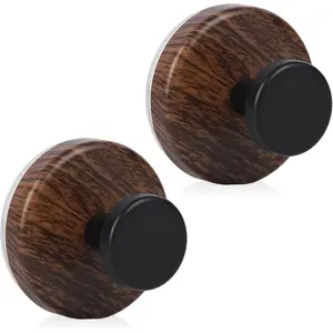 Wreath Hanger for Front Door, Heavy Duty Wreath Hangers for Front Door & Glass Window, Upgrade Suction Cup Hooks for Shower,Christmas Thanksgiving Halloween Easter Valentine (Walnut, 2p)