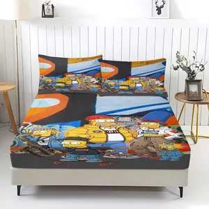 3-Piece The Simpsons Bedding Set, Bed Sheet Sets, Comfortable Printed Design, Includes 1 Fitted Sheet & 2 Pillowcases, Non-Slip, Perfect Gift