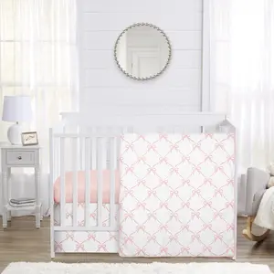 Sweet Jojo Designs 3-Piece Baby Crib Bedding Set (Pink Bows) for Girls, Infants/Nursery incl. Blanket, Fitted Sheet and Crib Skirt (Blush and White, Bow, Ballerina, Ballet Dancer, Princess Collection)