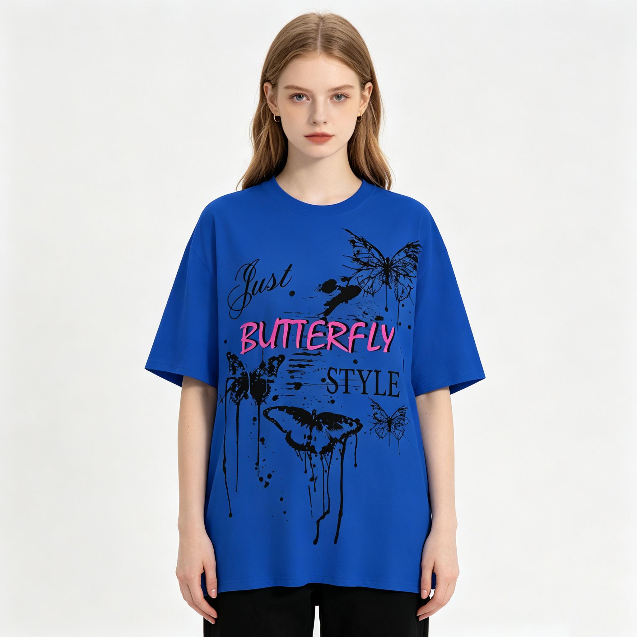 2026 NEW Butterfly Cotton Graphic Tee 100% Cotton Oversized Short Sleeve T Shirt for Men Women Nature Insect Print Casual Summer Top Soft Breathable Streetwear Everyday Essentials Gift for Butterfly Lovers Vacation Outfit