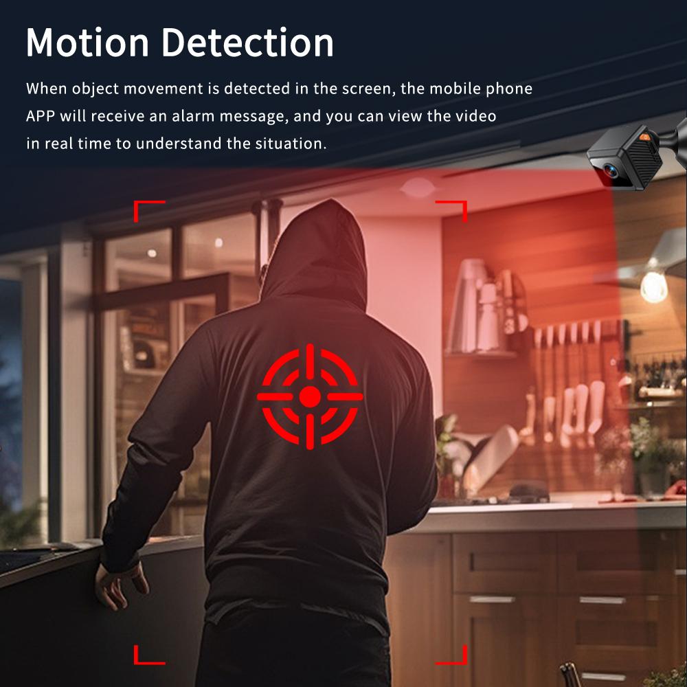 W02 1080P Mini Wireless Indoor Home Security Camera WiFi Pet Camera Baby Monitor Motion Detection Smart Alerts Infrared Night Vision Cloud SD Card Storage App Control Recording Surveillance with