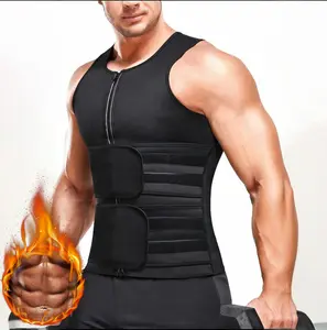 Men's Sauna Vest Compression Waist Trainer - Sauna Suit Double Sweat Belt Body Shaper for Gym Workout Exercise Solid Color Neoprene Sleeveless Top