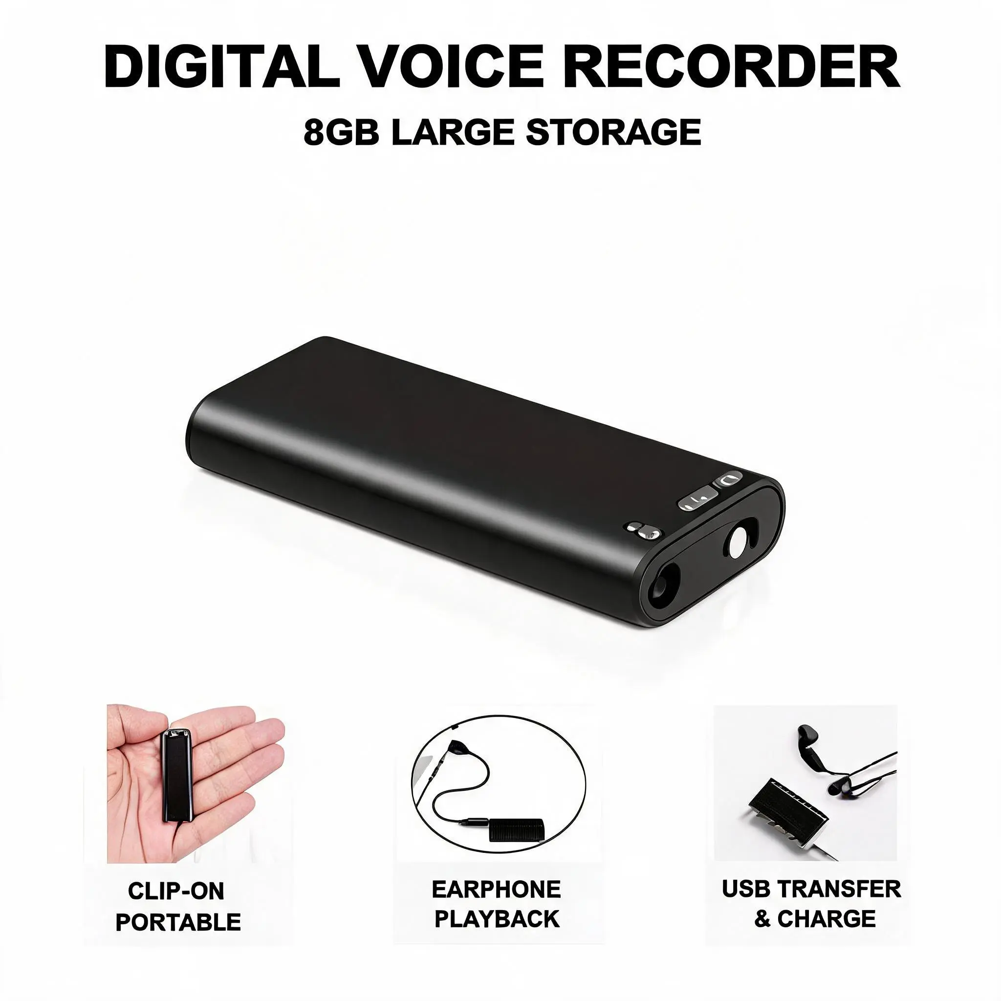 Audio Recorder,Portable Voice Recorder, Digital Audio Recorder for Daily Use Mini Digital Voice Recorder, Compact Recording Device for Home & Office Digital Audio Recorder, Portable Voice Recording Device