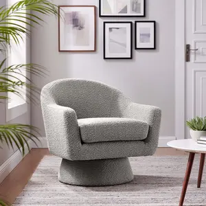 Astral Boucle Fabric Swivel Chair in Taupe