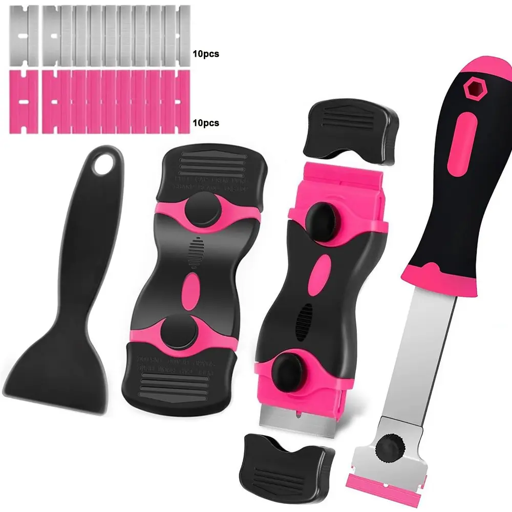 Multifunctional Scraper Tool Set with 20 Blades, Universal Glass and Paint Tough Scraper for Kitchen and Home Cleaning, Efficient Dirt Removal