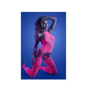 Glow UV Reactive Halter Bodysuit Set – Neon Pink