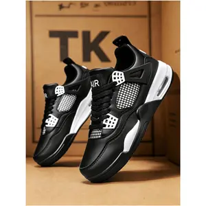 black white air cushion sneakers、classic black and white trainers、all-match casual sneakers、breathable mesh sneakers