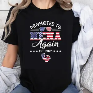 100% Cotton Unisex Promoted to Nena Again Est 2026 Vintage Flag T-Shirt