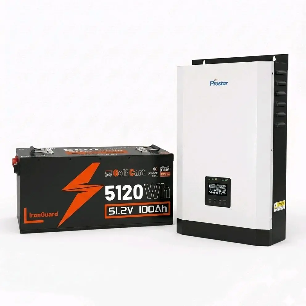Prostar 5000W Hybrid Solar Energy Kit with 15000W Power Peak, 120V Inverter with 48V 5120Wh Battery for Efficient Power Storage, Overload Protection, DIY Project Use & Online Support