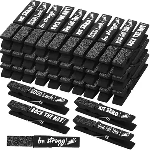 30 Pcs Spirit Clips Cheer Pins Cheerleader Gifts Clothes Pins for Backpacks Competition Glittered for Team Cheer Supplies Party Favors Accessories Bulk(Black,Shiny)