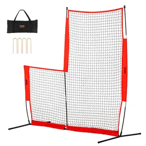 VEVOR L Screen Baseball for Batting Cage,  7x7 ft Baseball & Softball Safety Screen, Body Protector Portable Batting Screen with Carry Bag & Ground Stakes, Baseball Pitching Net for Pitchers Protection