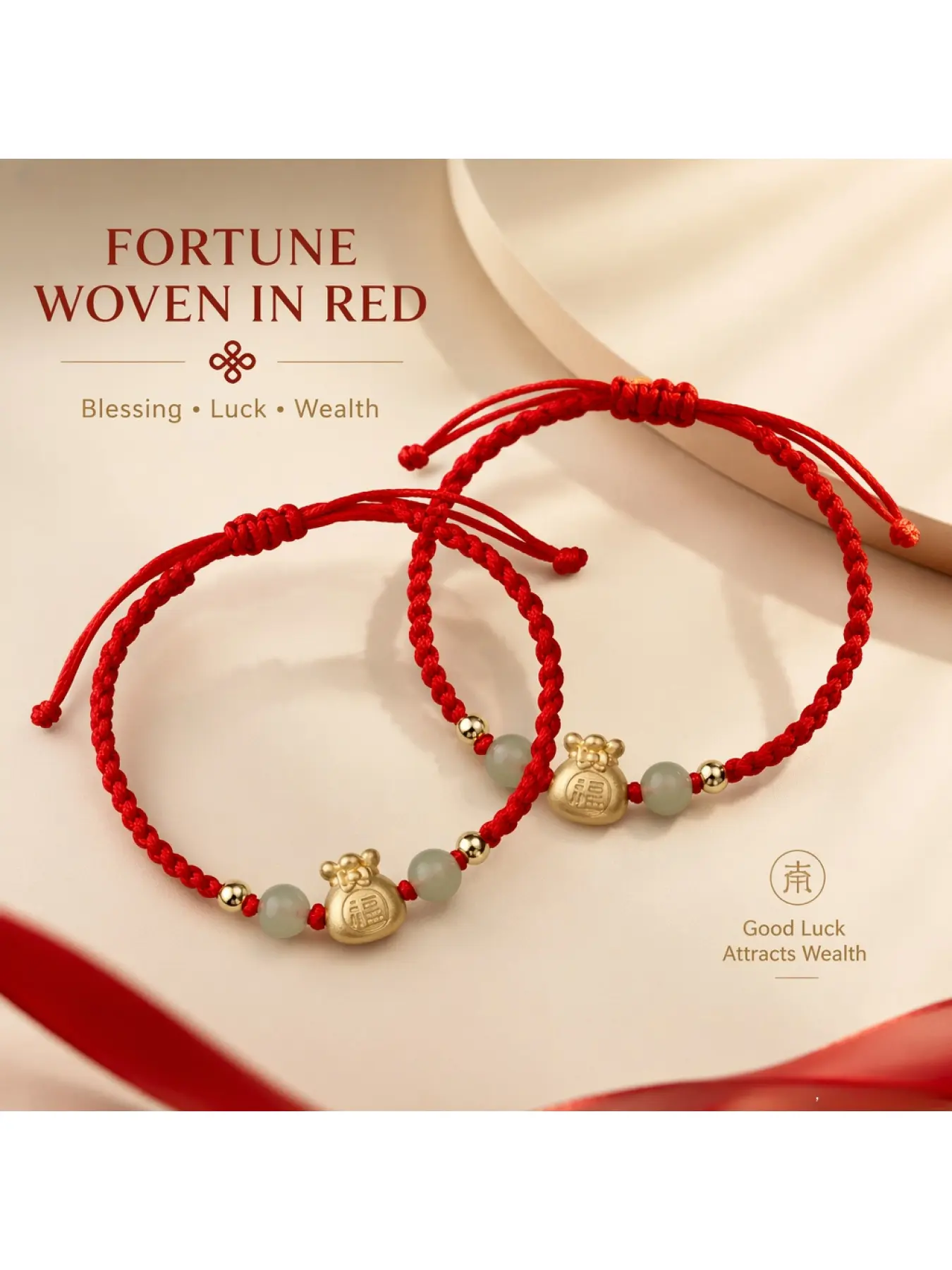 Sand Gold Amulet Bracelet Natural Jade Jewelry for Couples Red Rope Bracelet Attract Good Luck and Fortune