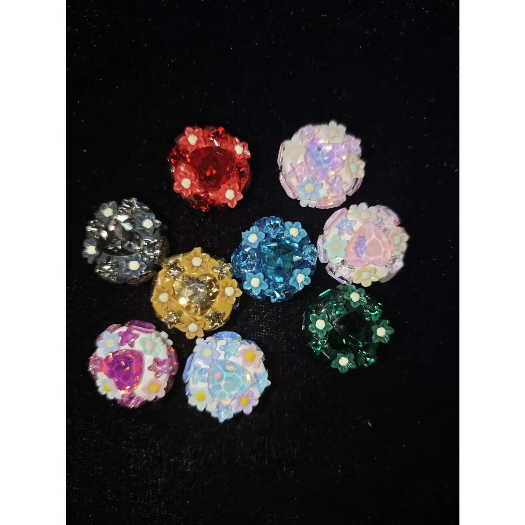 444 (10PCS) | Colorful Daisy Crystal Beads for DIY Jewelry & Pens