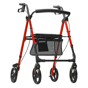 VEVOR Rollator Walker for Seniors and Adult, Lightweight Aluminum Foldable Rolling Walker with Adjustable Seat and Handle, Outdoor Mobility Rollator Walker with 8" All Terrain Wheels, 300LBS Capacity