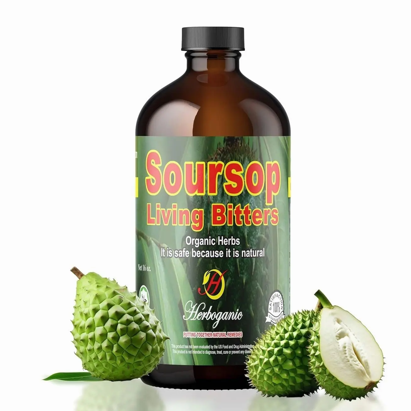 Herboganic Soursop Bitters Liquid | Natural Living Bitters for overall wellness 16 OZ | Soursop Bitters