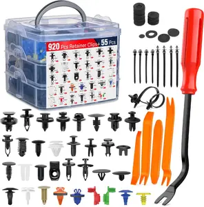 Nilight 975Pcs Car Push Retainer Clips Auto Fasteners Kit Included 33 Sizes Nylon Bumper Fender Rivets Door Trim Panel Clips with 5 Fasteners Remover 10 Cable Ties for Toyota GM Ford Honda Chevy Audi