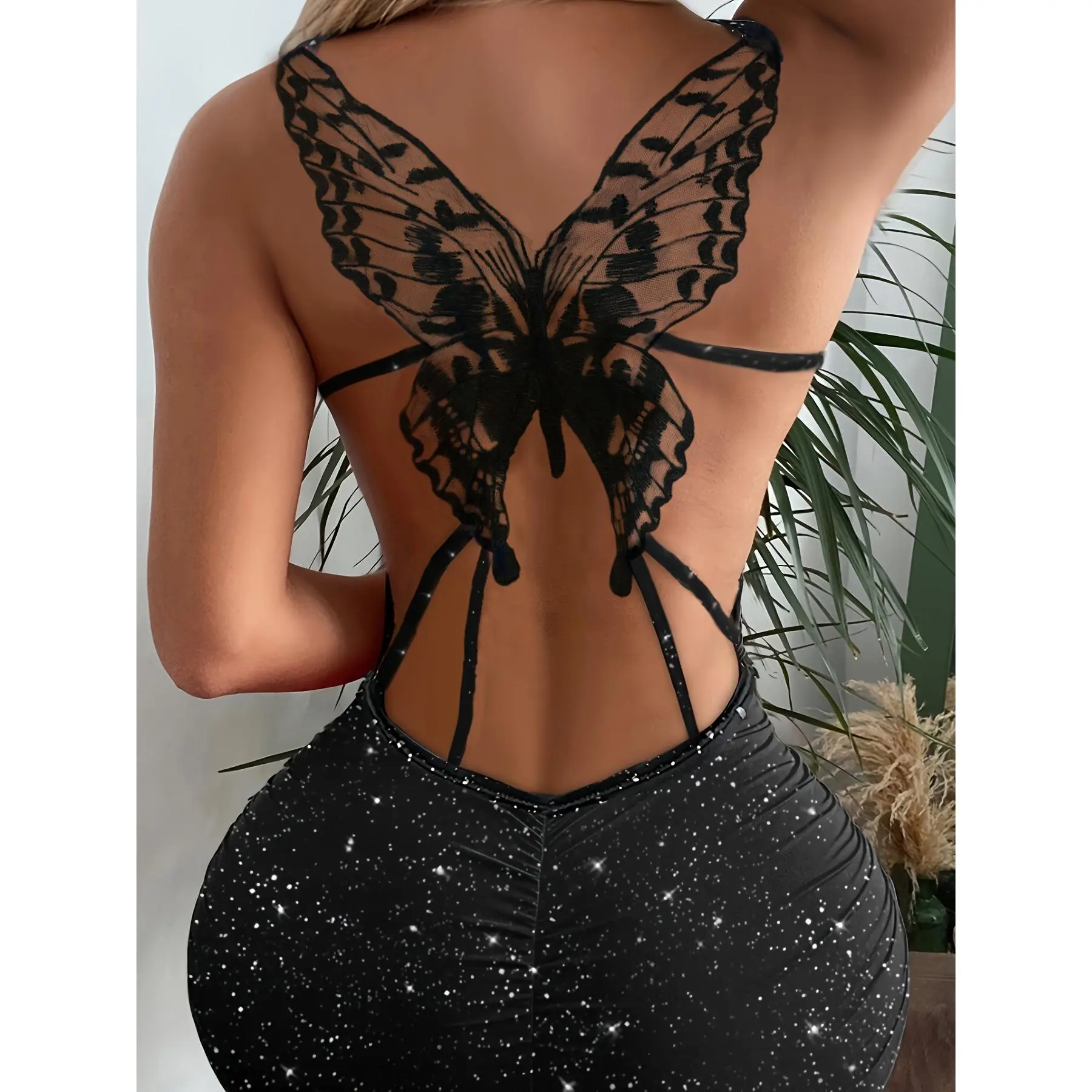 Glitter pattern hollow out bodycon dress, elegant sleepveless backless dress, WOMEN'S CLOTHING party dress