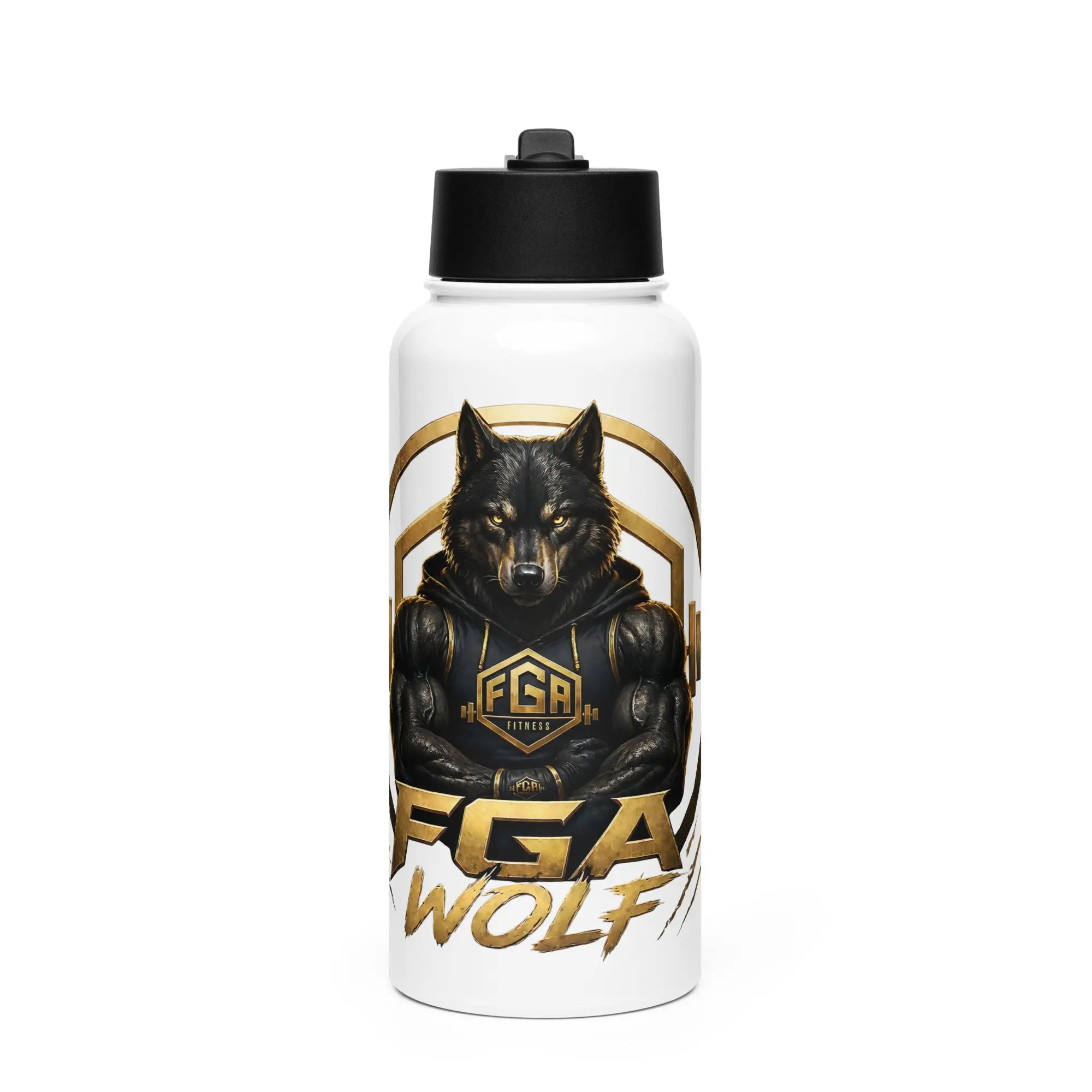 Stainless steel water bottle with a straw lid