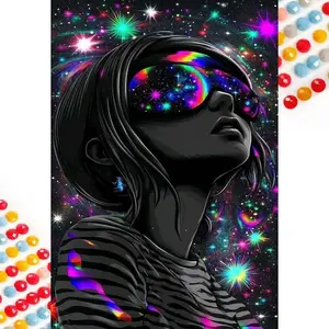 5D DIY Diamond Arts Colorful Painting Kit, Starry Sky Pattern Diamond Arts Colorful Painting without Frame, Handmade Art Craft for Home Decor