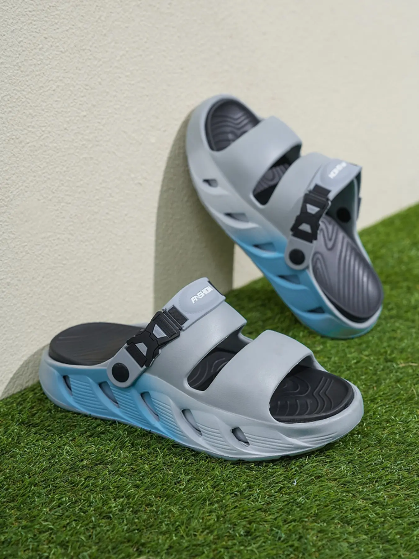 Men's Outdoor Rainbow Colorful Trendy Slippers, Breathable Non-Slip Eva Sole, Thick Bottom Hiking Shoes, Casual Summer Footwear
