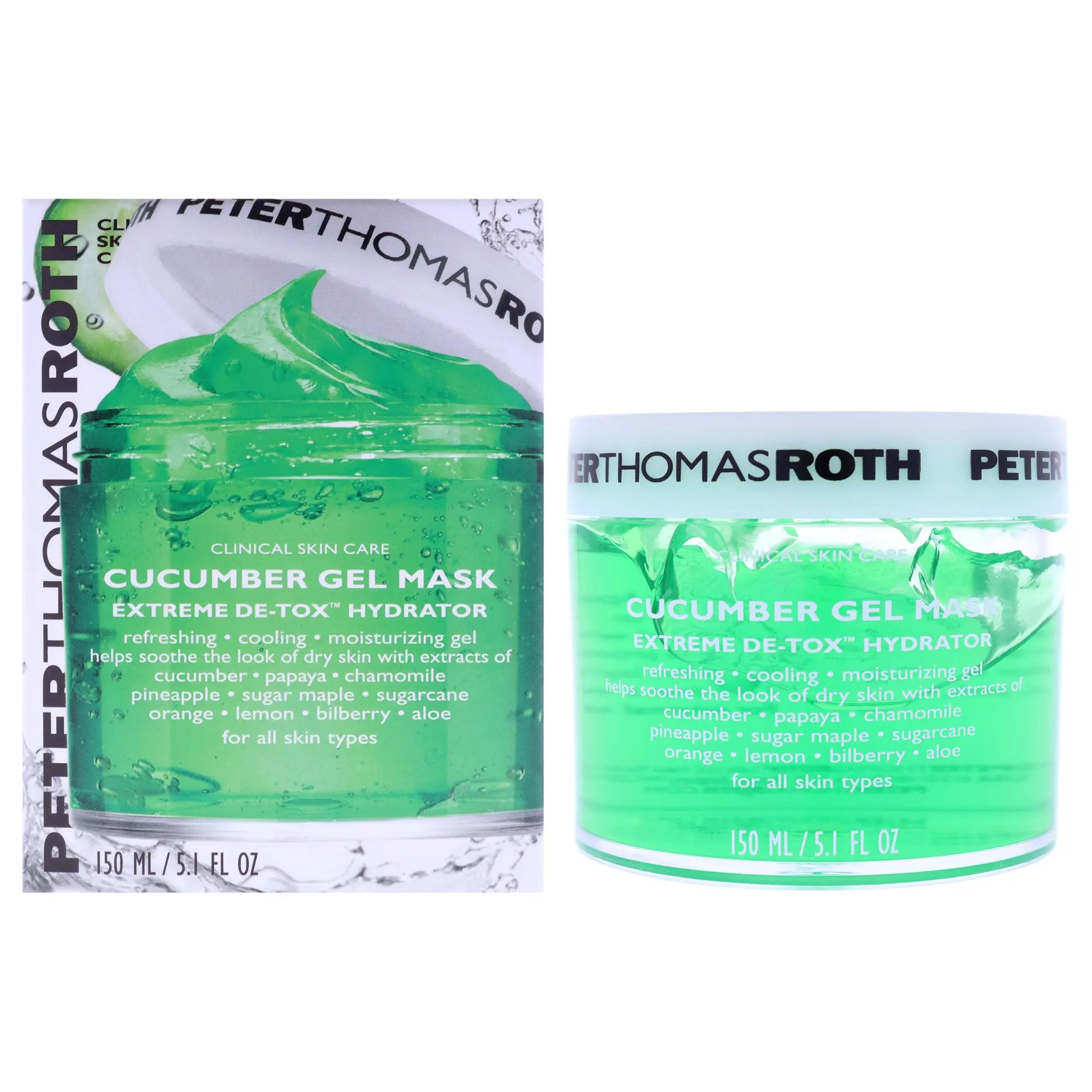 Peter Thomas Roth Unisex Cucumber Gel Mask - 5.1 oz Daily Detox Cleansing Hydrating Moisturizer Extreme Hydrator