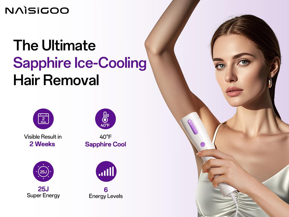 Laser Hair Removal Device for Women & Men, At-Home Painless IPL Laser Hair Remover with 40°F Ice-Cooling Contact, Long-Lasting Lazer Hair Removal for Face, Legs, Armpits, Bikini Line