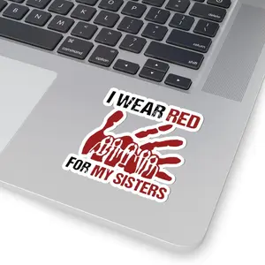 I Wear Red for My Sisters Sticker MMIW Awareness Decal Indigenous Women Justice Red Handprint Activism Native American Rights Vinyl Waterproof