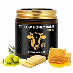 Organic Grass-Fed Beef Tallow Balm with Raw Honey - Gentle Moisturizing Cream for Soft, Smooth Skin - Handmade All-Natural Moisturizer (4 Oz, Citrus)