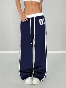 Women's Low Waist Striped Fitted Knit Pants, Casual Summer Fashion, Comfortable and Stylish, Perfect for Outdoor Sports and School