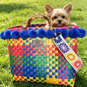 Outdoor Picnic Basket Tote Bag, Large Capacity Woven Beach Basket, Perfect for Camping, Must-Have Summer Getaway Essential, Easy to Clean & Outdoor-Friendly