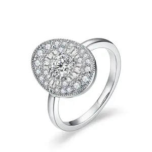 D/VVS1 Round Shape All Synthetic Moissanite Ring for Women Real Silver Engagement Fine Jewelry BlackFriday Gift