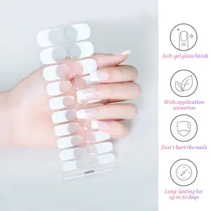 Semi Cured Gel Nail Strips,UV Gel Polish Strips, Half-Cured Soft Gel Nails, Lamp Curing Required,Gel Nail Stickers with UV Light Required,Salon Quality, Easy Application and Removal