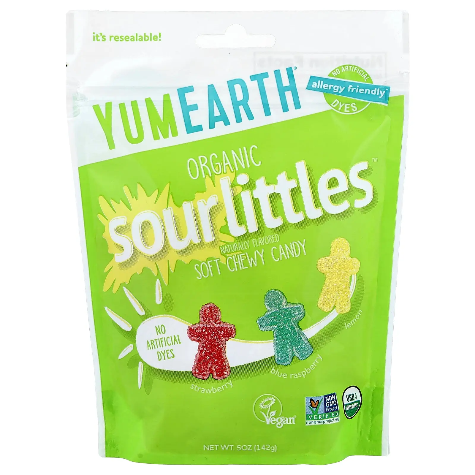 YumEarth Organic SourLittles™, Soft Chewy Candy, Strawberry, Blue Raspberry, Lemon, 5 oz (142 g)