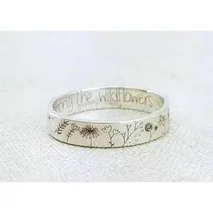 925 Sterling Silver Wildflowers Dandelion Flower Engraved Ring Statement Rings Promise Ring