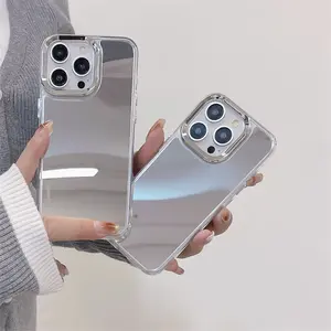 Luxury Mirror Phone Case for IPhone 16 14 13 12 11Pro MAX Shockproof Back Cover for IPhone 15 Plus TPU Phone Case