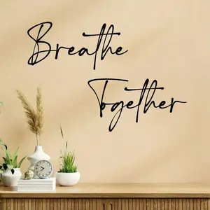 2-Piece Breathe Together Wall Decor Set, Hanging Arts for Bedroom Living Room Home Office Anniversary Gifts, Rust-Resistant Metallic Art