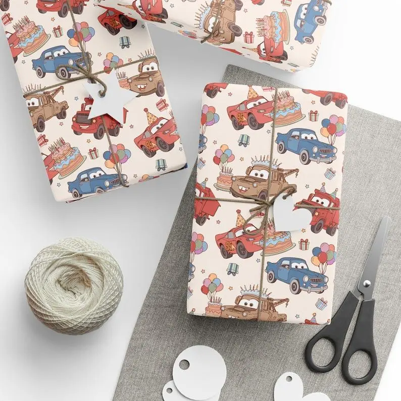 Cars Birthday Wrapping Paper Gift Birthday Party Gift Wrap Race Car Boys Wrapping Paper Wrapping Paper Christmas Gift Wrap Holiday Paper Snow Winter Gift Wrap Vintage Style Paper Christmas Wrap Paper