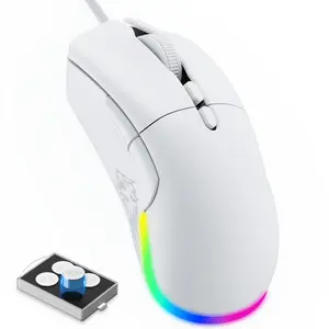 Wired Gaming Mouse, 12,000 DPI Optical Sensor Gaming Mouse with 13 RGB Backlit Modes, Interchangeable Modular Shell, Lighted Mouse, Computer Peripherals