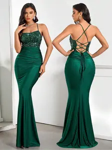 Sparkling Sequin Bodycon Split Thigh Dress, Elegant Evening Gown with Thin Straps, Mermaid Cut, Formal Occasions, Formal Wear, Ballroom, Charity Events