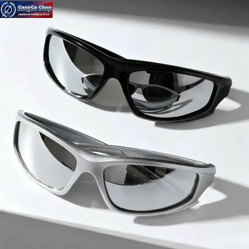 Men's 2-Pack Y2K Wrap-Around UV400 Sunglasses - Lightweight Futuristic Cyberpunk Street-Sport Look Eyewear, Street Party Ready for Raves, Outdoor Sports