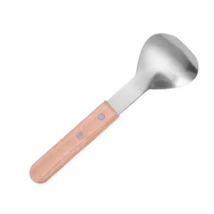 Stainless Steel Ice Cream Scoop with Wooden Handle Hard Ice Cream Spade Kitchen Tool
