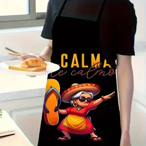 [Father's Day gift] Best Gift Choice 1pc Fun Cartoon Character Apron with Phrases & Sayings for Cooking Baking Cleaning Gardening Playful Patterns for Home Activities Housework Attire Kitchen Utensils