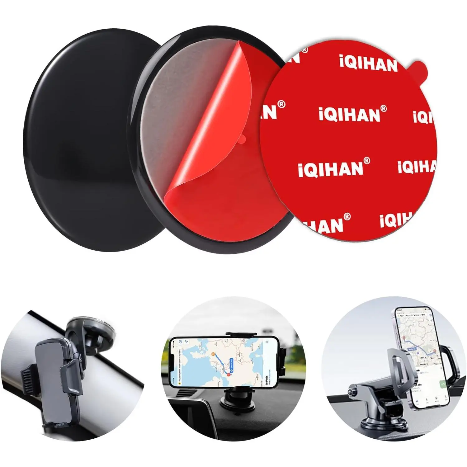 Adhesive Dashboard Pad Mounting Disk for  Suction Cup Phone Holder Mount Base, 2pack 80mm(3.15") Extra Sticky Plastic Replacement Disc for  Tom Tom GPS Cell Phone Stand Cradle Tablet Etc