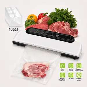 Powerful Vacuum Sealer Machine, Compact One-Touch Automatic Food Sealer, Food Vacuum Packaging, Dry Moist Fresh Modes  with 10 Free Bags