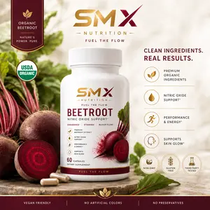 SMX Nutrition Organic Beetroot Capsules (1300mg) | Skin Glow, Hair Growth & Anti-Ageing | Blood Flow, Energy & Heart Health | Natural Supplement for Men & Women