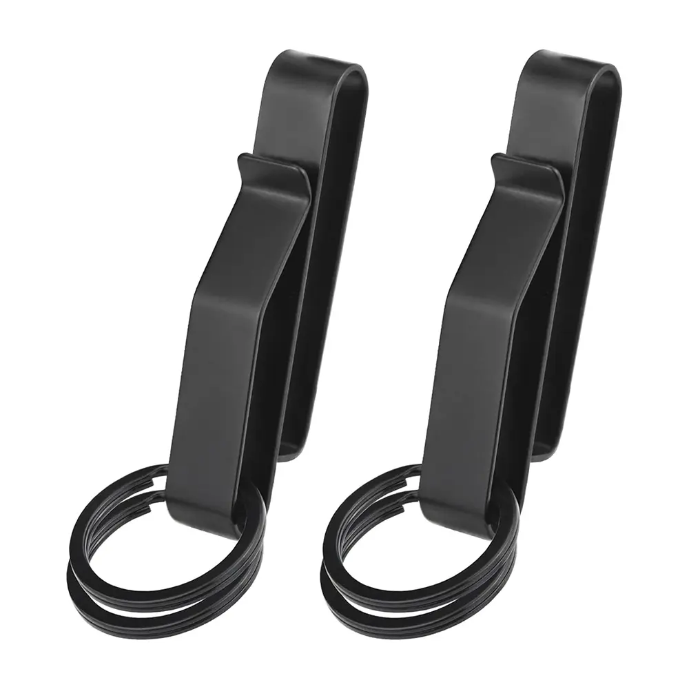Duty Belt Key Holder, 2 Pack Belt Key Clip, Stainless Steel Stealth Belt Loop Key Ring Holder with 4 Keyrings for Handcuff Fits Max 2.25 Inch Belt